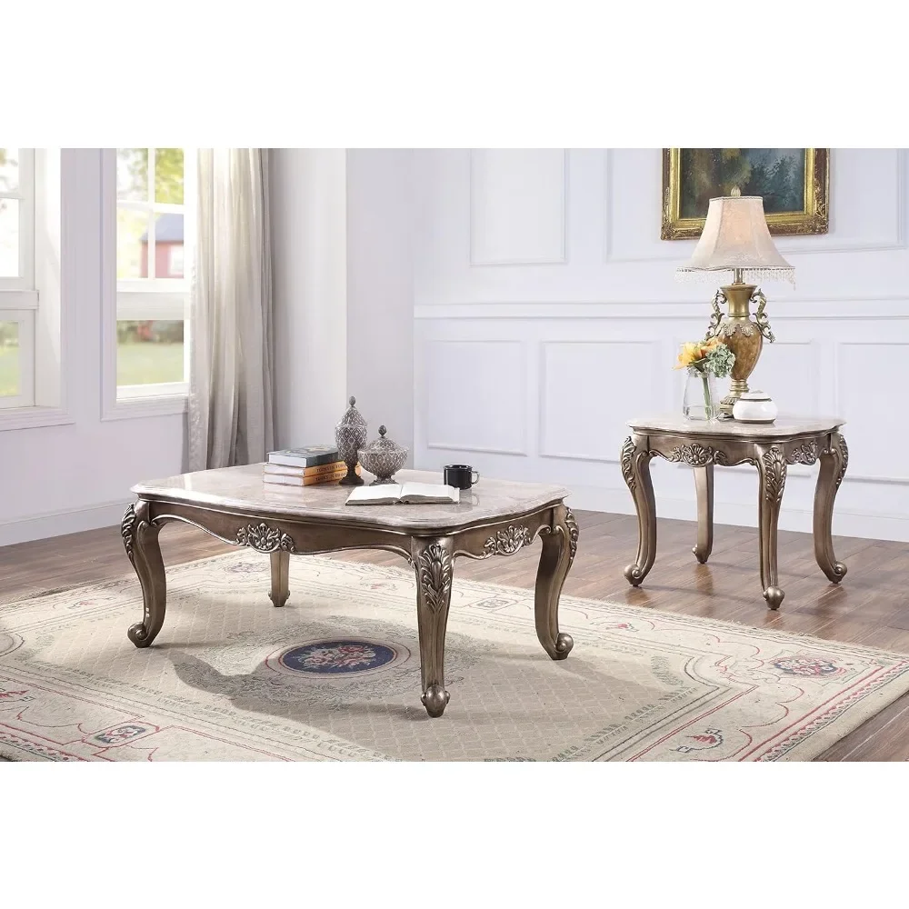 Acme Jayceon Coffee Table, Marble & Champagne 84865