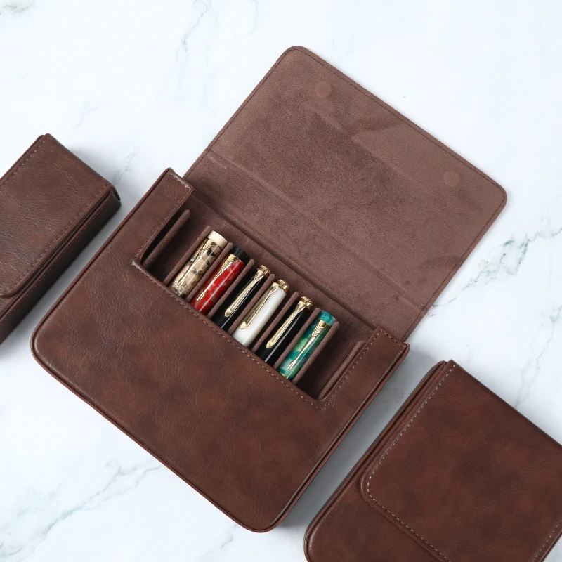 

Роскошный чехол для перьевой ручки из искусственной кожи со съемным лотком, многофункциональная емкость 10, 6, 3 слота, чехол для хранения ручек, коробка-держатель для офиса
