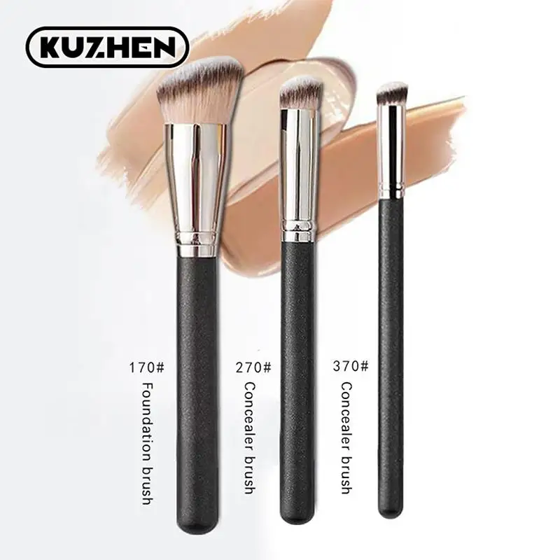 Escovas de maquiagem profissional para mulheres, corretivo, pó, blush, base líquida, rosto, ferramentas de maquiagem, preto, 1pc