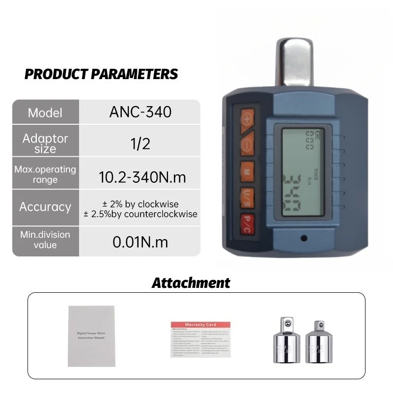 ANC N.M Industriële digitale koppelmeter met groot scherm Speciaal koppelmeter Onderhoudsinstrument voor nauwkeurige detectie