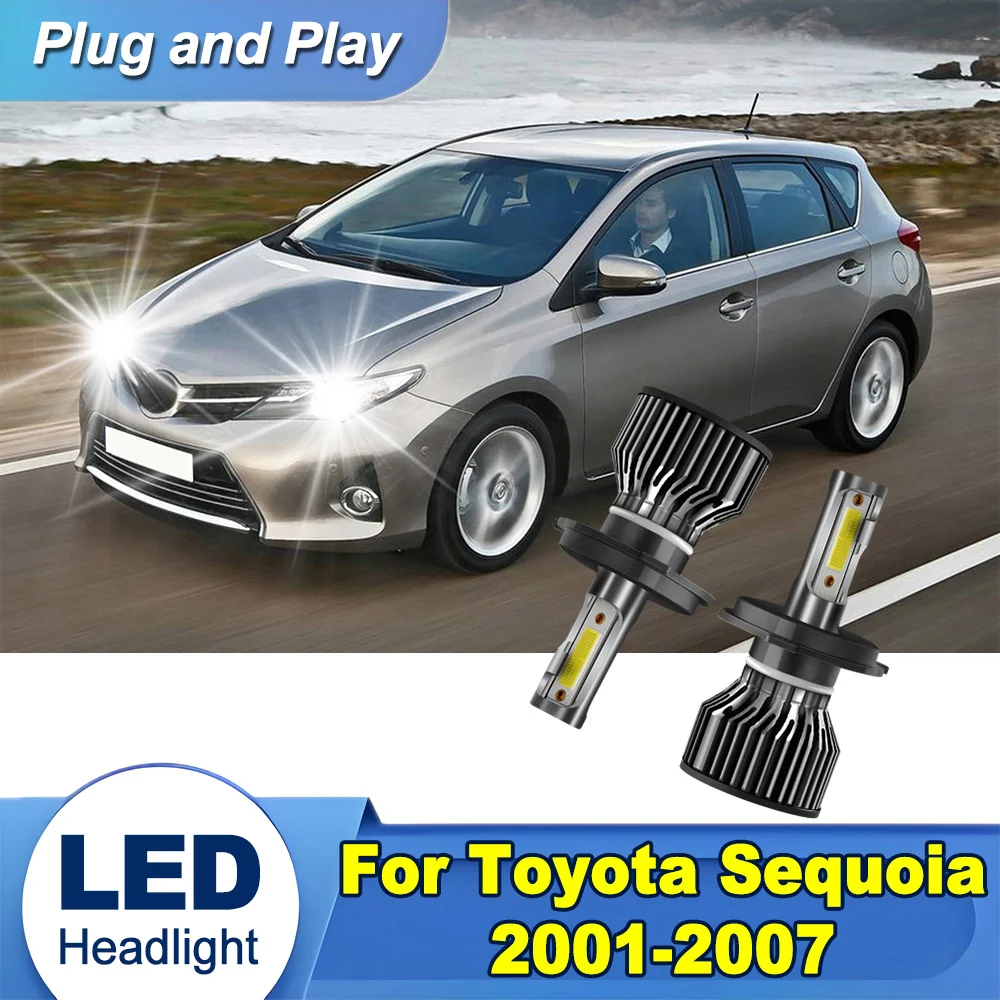 

2PCS H4 High Low Beam LED Headlight 6000K White Super Bright 120W 20000LM For Toyota Sequoia 2001-2006 2007 Canbus Car Light