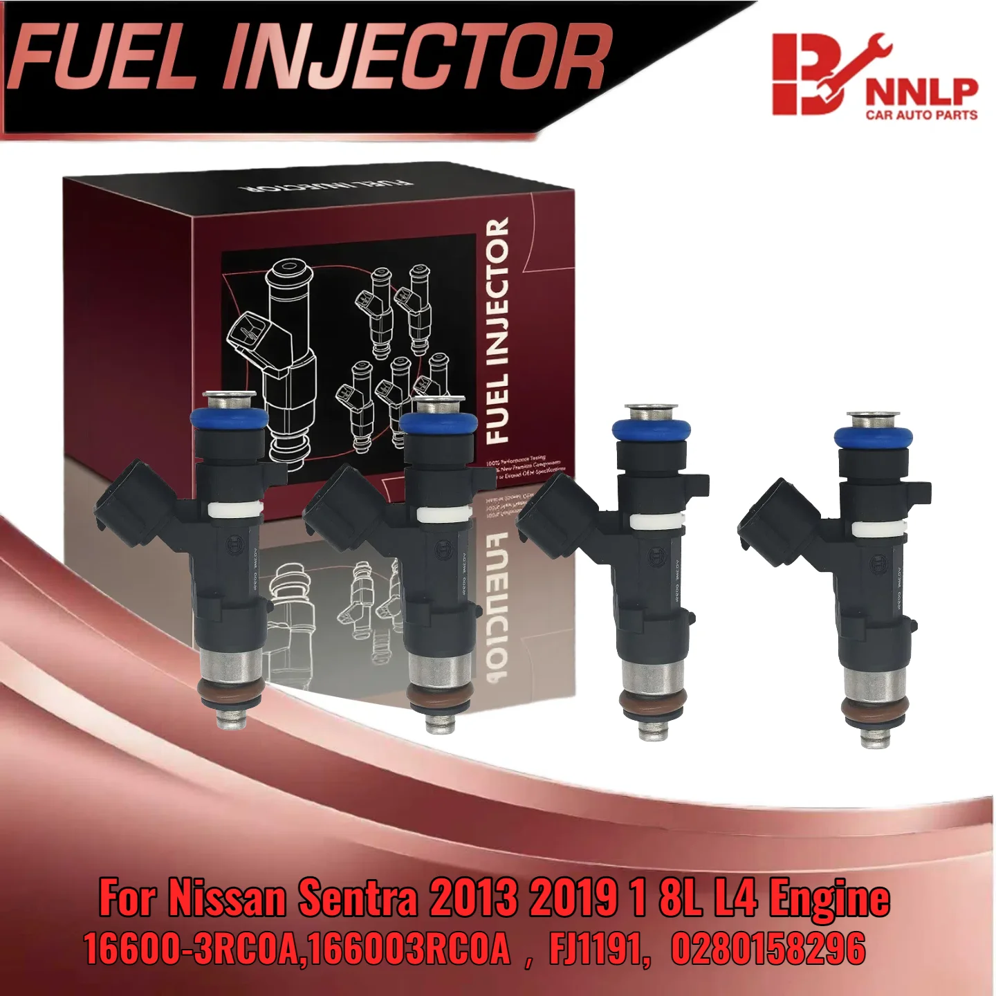 

Set of 4 Fuel Injectors For Nissan Sentra 2013 2019 1 8L L4 Engine 0280158296 FJ1191 166003RC0A