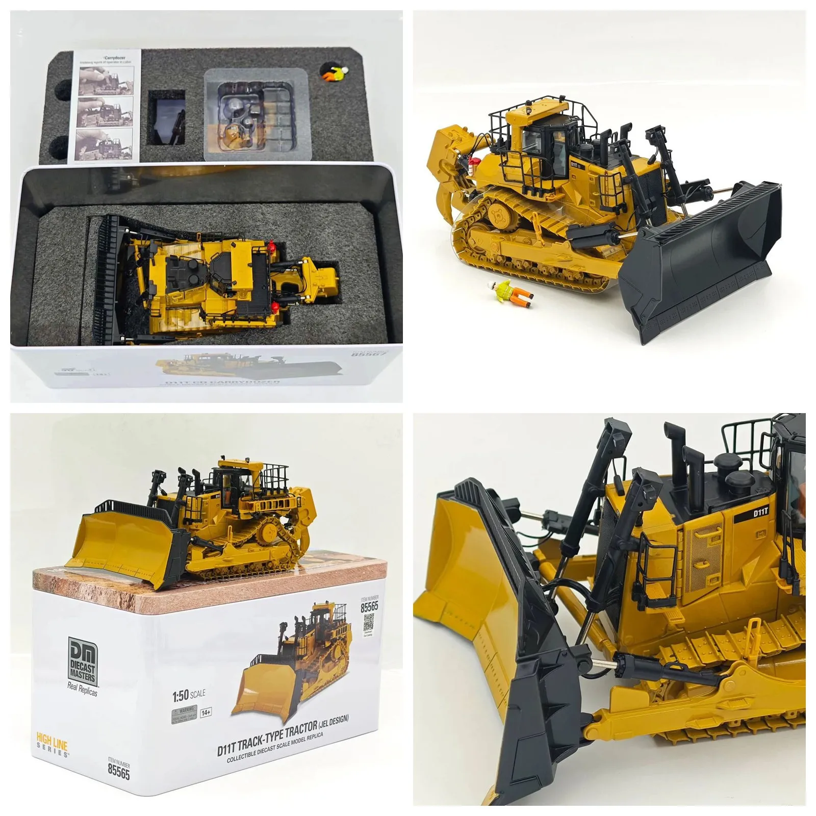 1:50 DM D11T Diecast Model - 85565 JEL Design Track-Type Tractor / 85567 CD Carrydozer with Operator Collection