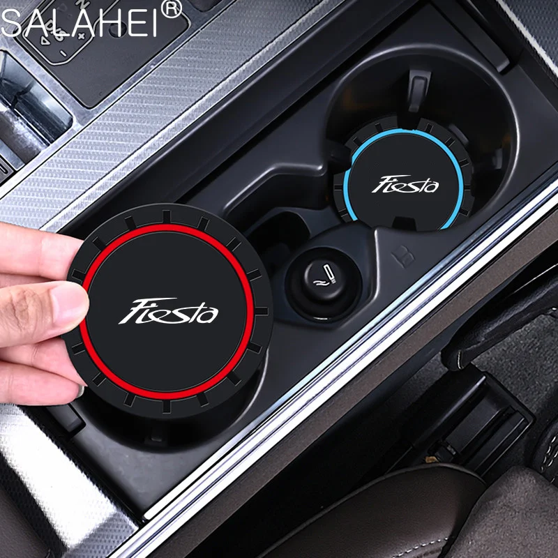 2Pcs PVC Silicone Car Coaster Water Cup Bottle Holder Mat Anti-slip Pad Coaster For Ford Fiesta MK7 MK8 MK5 MK4 MK6 Accessories