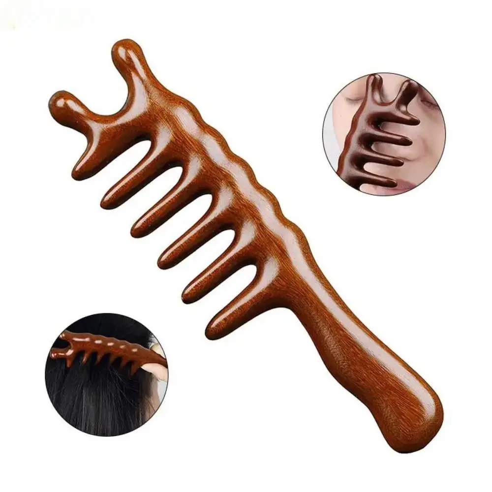 Sandalwood Body Meridian Massage Comb Wide Tooth Anti-static Sandalwood Hair Comb Wooden Handle Blood Circulation