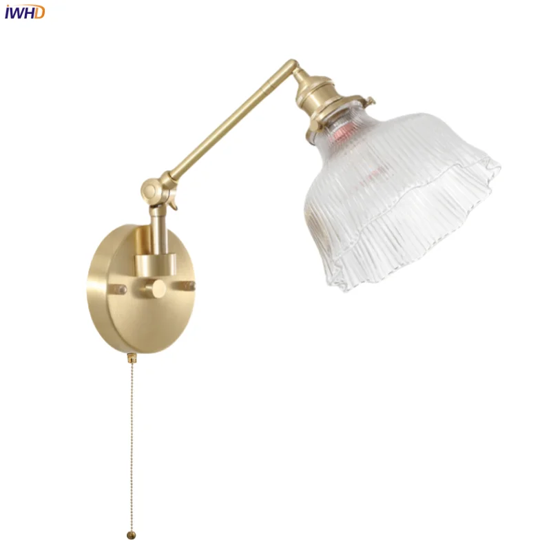 

IWHD Clear Glass LED Wall Sconce Lamp With Switch Living Room Bedroom Bathroom Mirror Stair Light Nordic Minimalism Wand Lampen