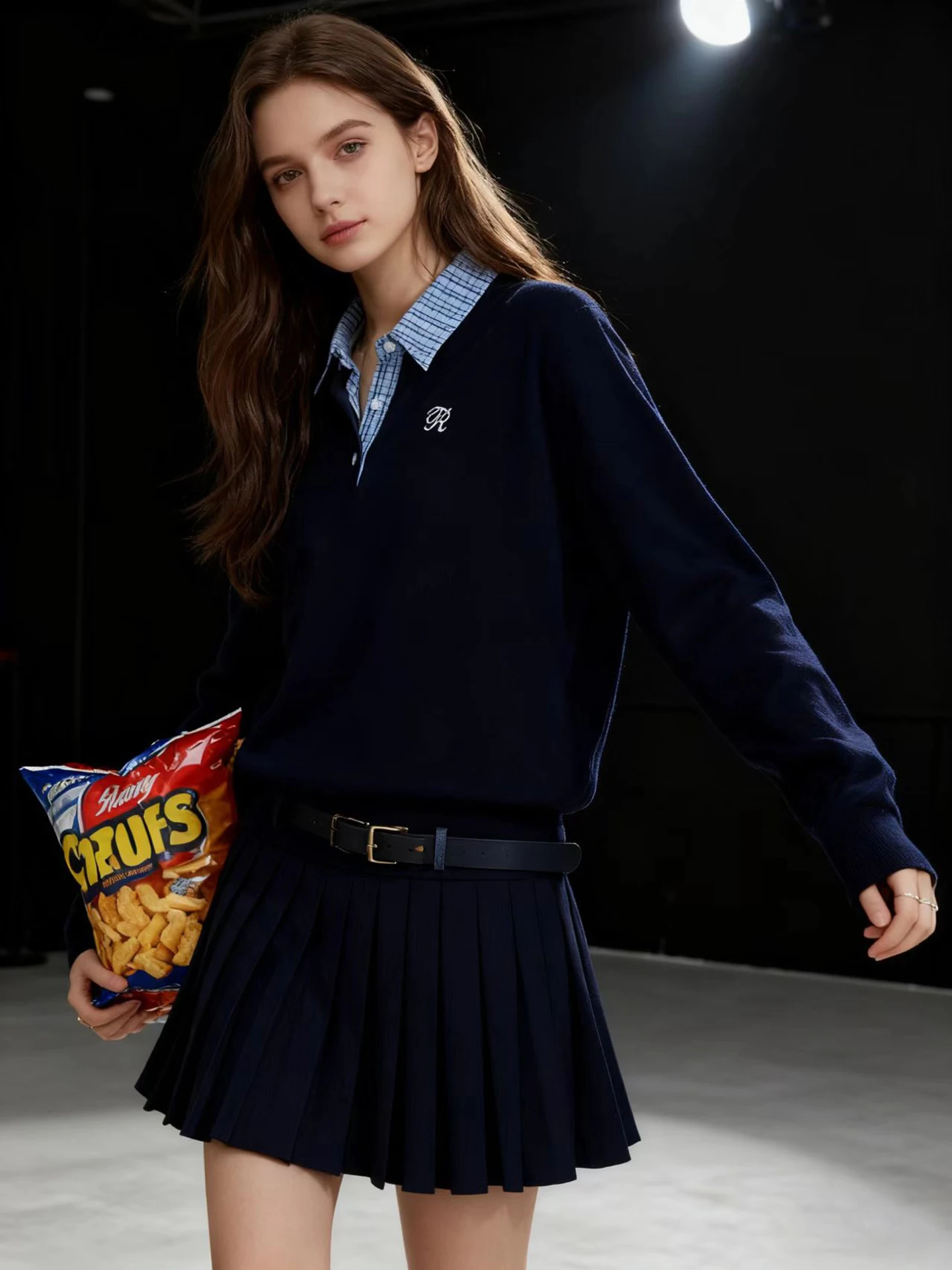 

HUAAPPUW Women's Ne Long Sve Knitted Sweater Plaid Patchwork Casual Sle Soft Cotton Autumn Winter New Arrival