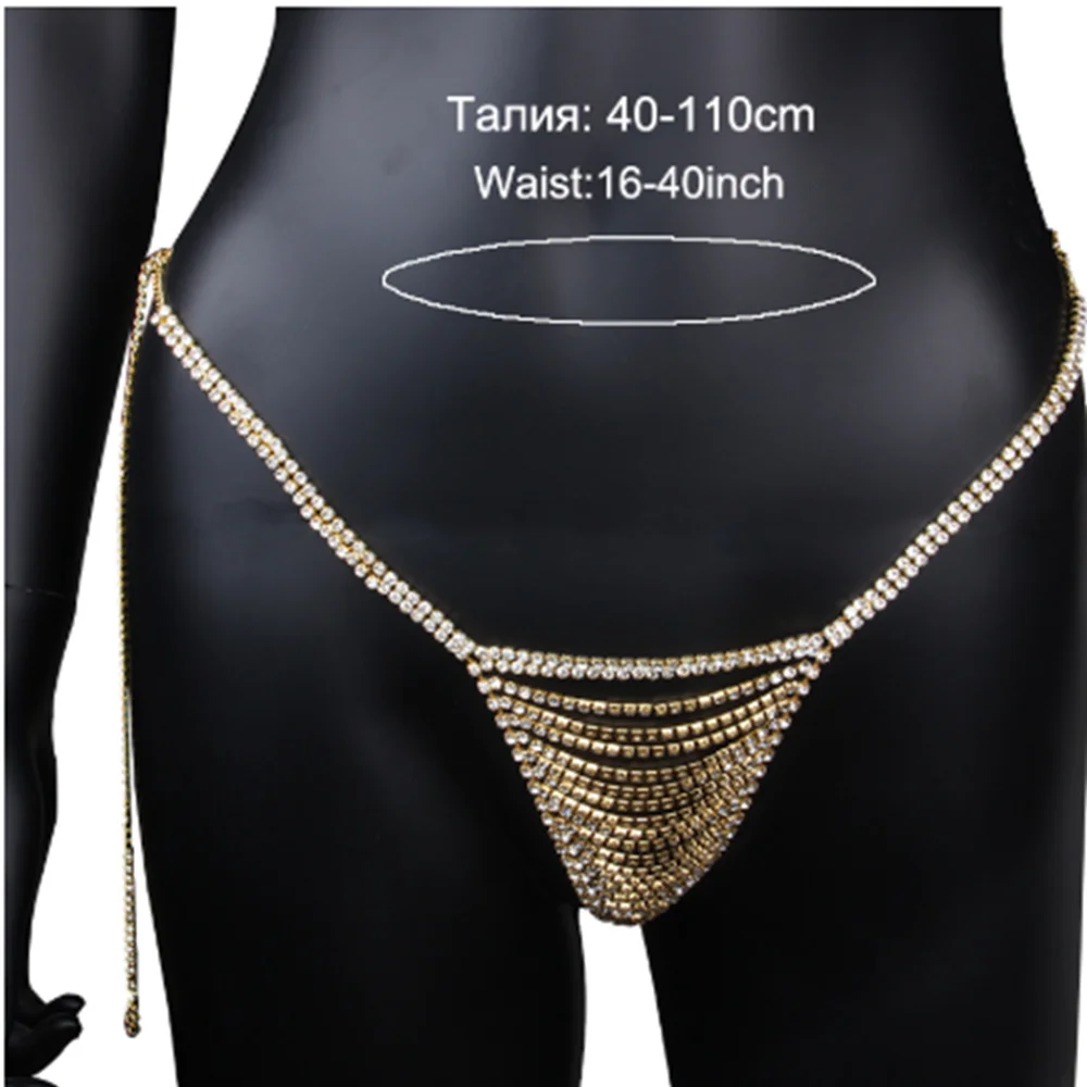 XSBODY-كريستال سلسلة الجسم تسخير للنساء ، مثير البرازيلي و سراويل ، بيكيني ، حجر الراين المجوهرات ، الخصر سلسلة ، ثونغ