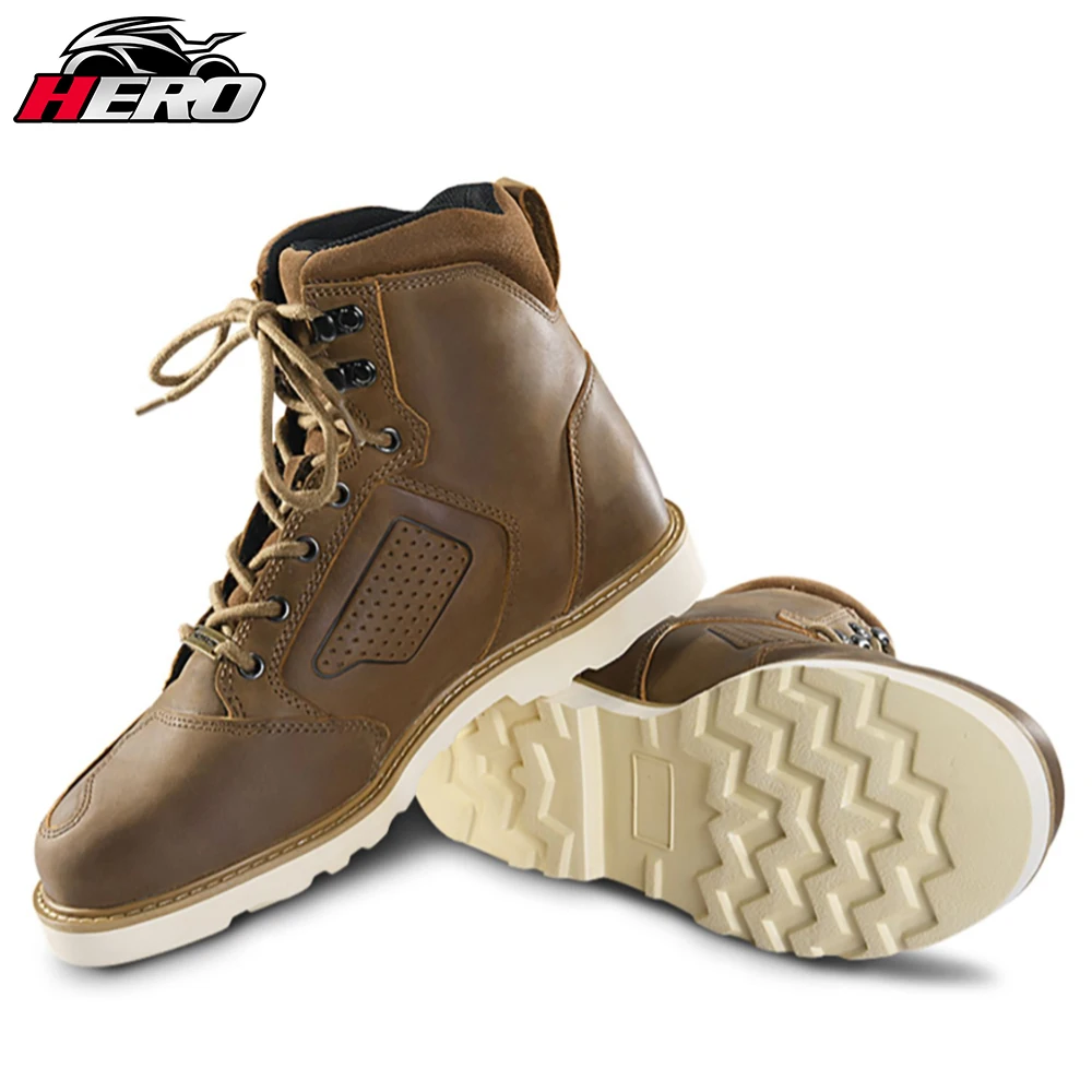 

New Motorcycle Boots Men Retro Cowhide Motocross Boots Motorcycle Tactical Shoes Wear-resisting Bike Motorbike Ankle Boots