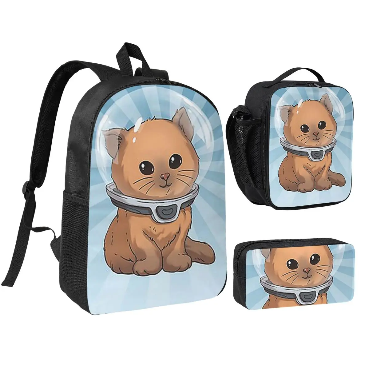 

Keep Calm Kitty Backpack Student Boys Girls BookBag School Bag Laptop Shoulder Bags 3ps Insulated Lunch Bag Pencil Case