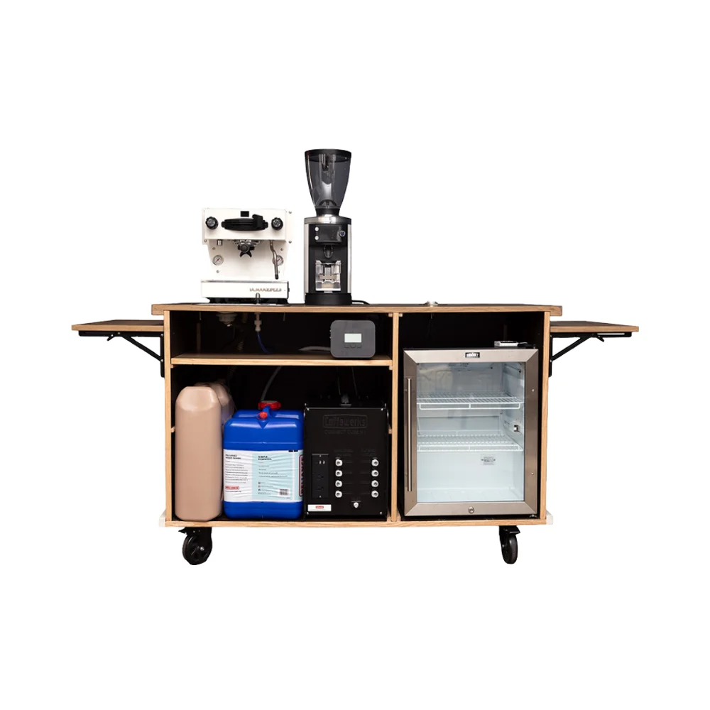 خشبية قابلة للفصل المحمولة 4-عجلات عربة القهوة الوجبات السريعة منصة مشروبات متجر متنقل يمكن تركيبها في صندوق السيارة #4