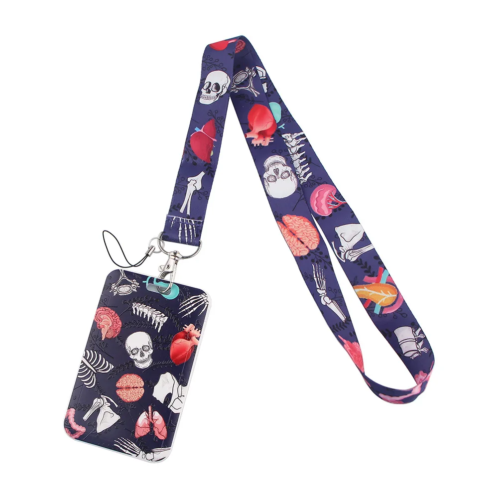 Mixed Designs Dental Health Polyester Lanyard Dentist Promotion Gift ID Card Holder Set Tooth Medical Keychains Holder Lanyards