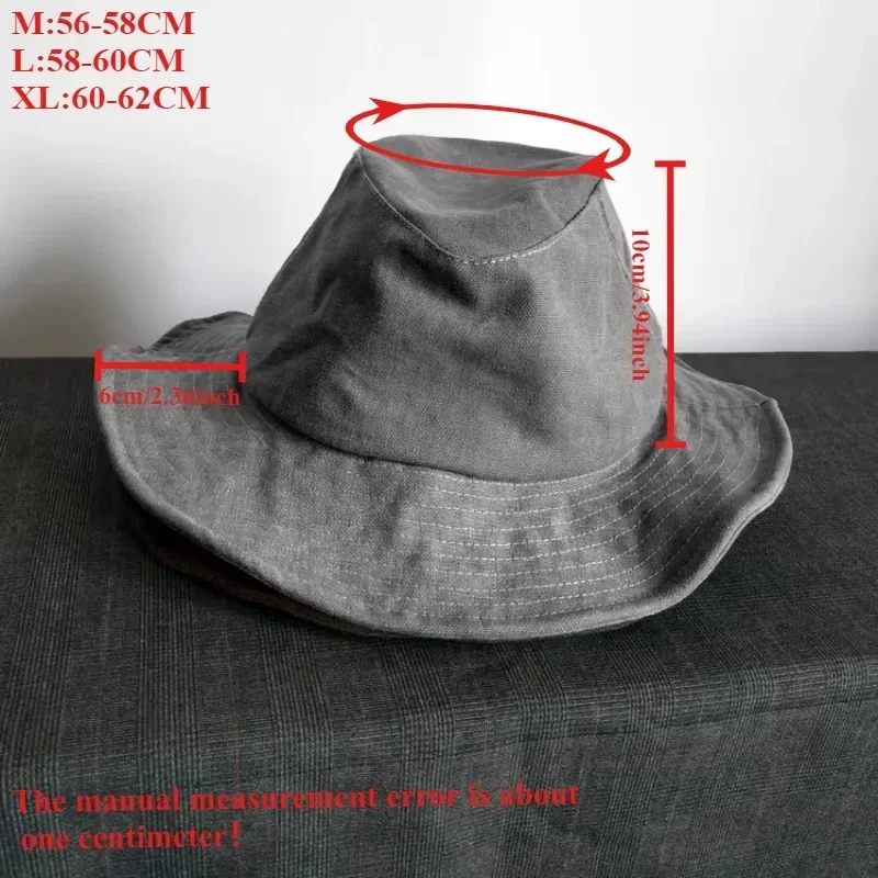 New Japanese Designer Big Head 62cm Bucket Hats Men Wide Brim Sunscreen Sun Hat High Quality Breathable Panama Party Show Cap view 4