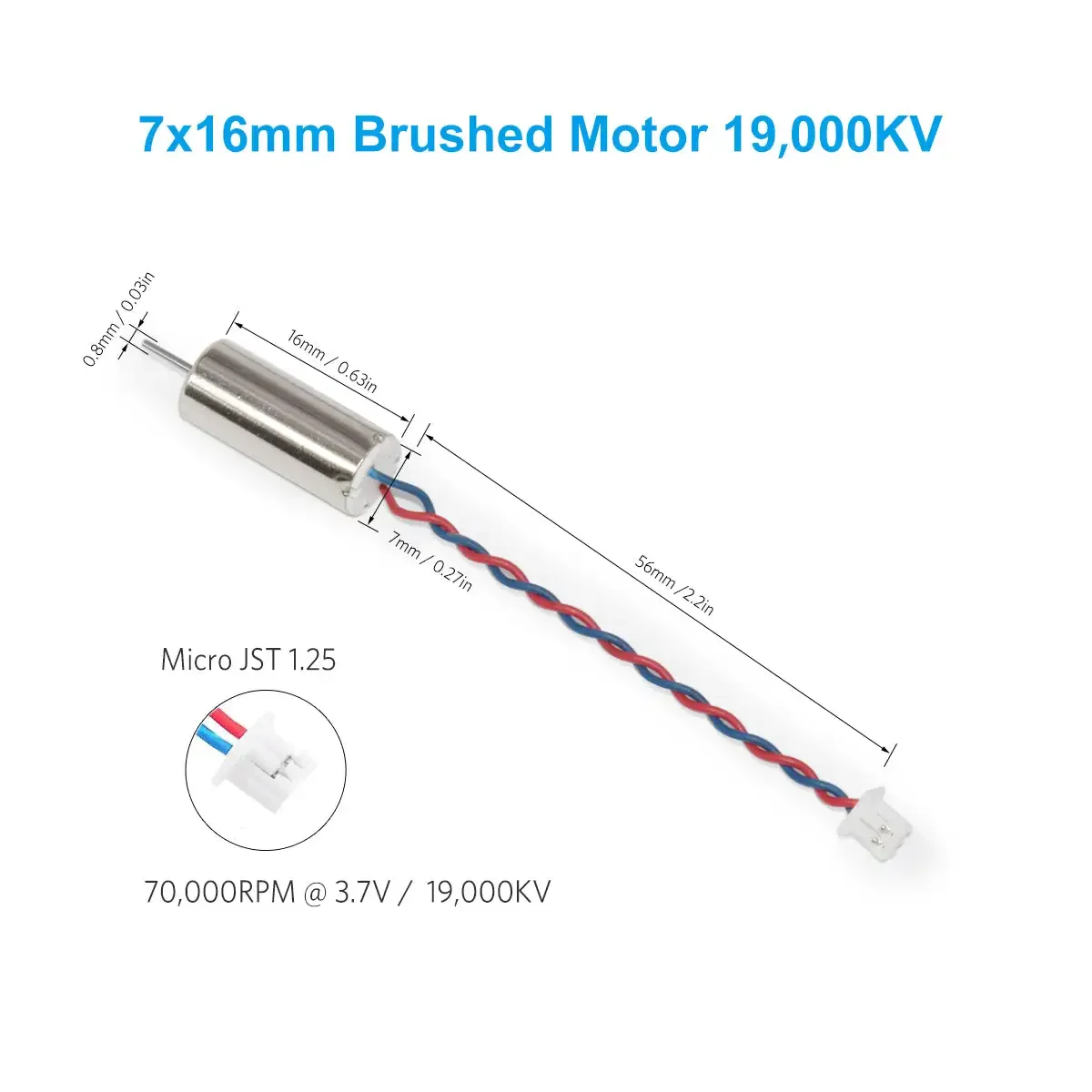 BETAFPV Cetus Motor 19000KV Zubehör 7x16mm Bürstenmotoren mit JST-1.25-Anschluss für Cetus FPV Kit Quadcoptor Motor