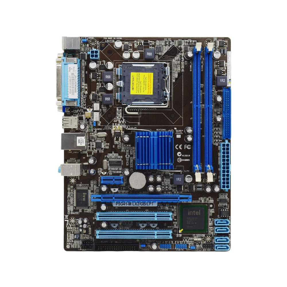 ASUS P5G41-M LX2/GB/LPT 마더보드, LGA 775 인텔 G41 2xDDR3 1333(OC) 8GB 지지대 코어 2 쿼드 Q8200 E8400 cpu 마이크로 ATX 