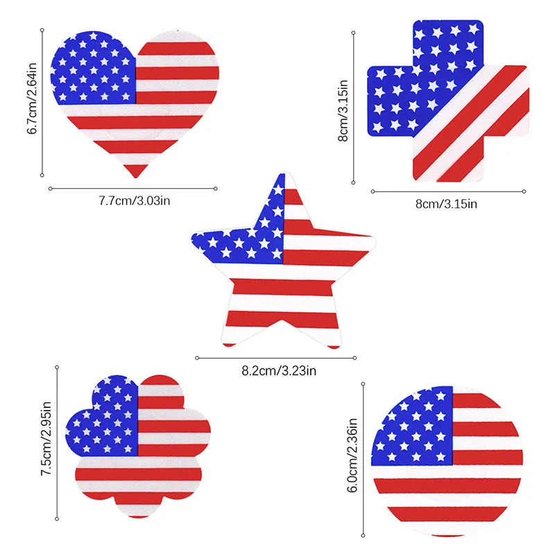 USA Unsichtbare Brustwarzenabdeckung im Flaggenstil, Sterne und Streifen, amerikanische Flagge, bedrucktes Klebeband, Overlays auf BH, Brustwarzenaufkleber für Damen und Mädchen