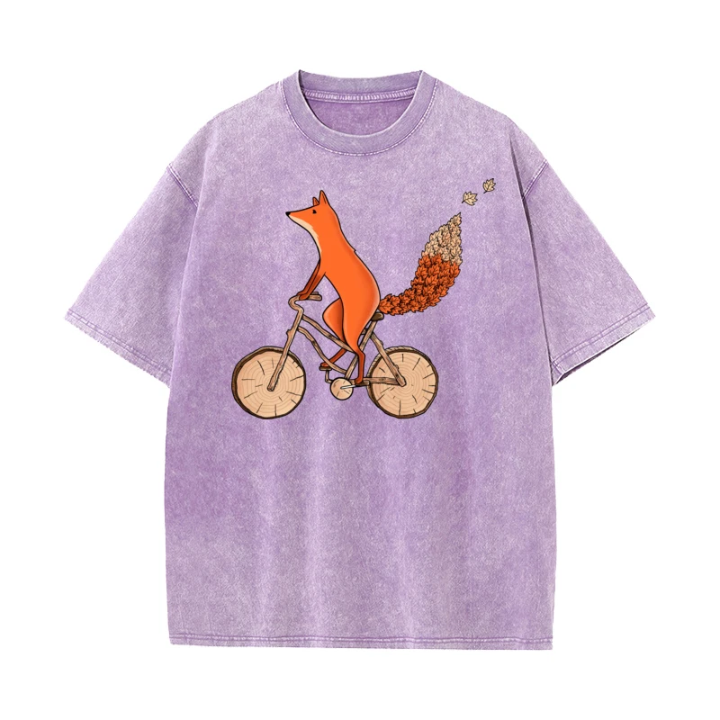 Riding Fox Printed Outdoor Father Day Combed cotton O-Neck Tees Short Sleeve Classic Washed Tops Shirts Newest vintage T Shirt image 4