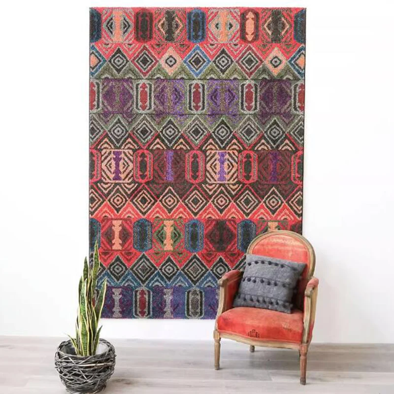 

Nordic Colorful Living Room Carpets Coffee Table Soft Home Floor Mat Ins Bedroom Bedside Blanket Large Soft Plush Rugs
