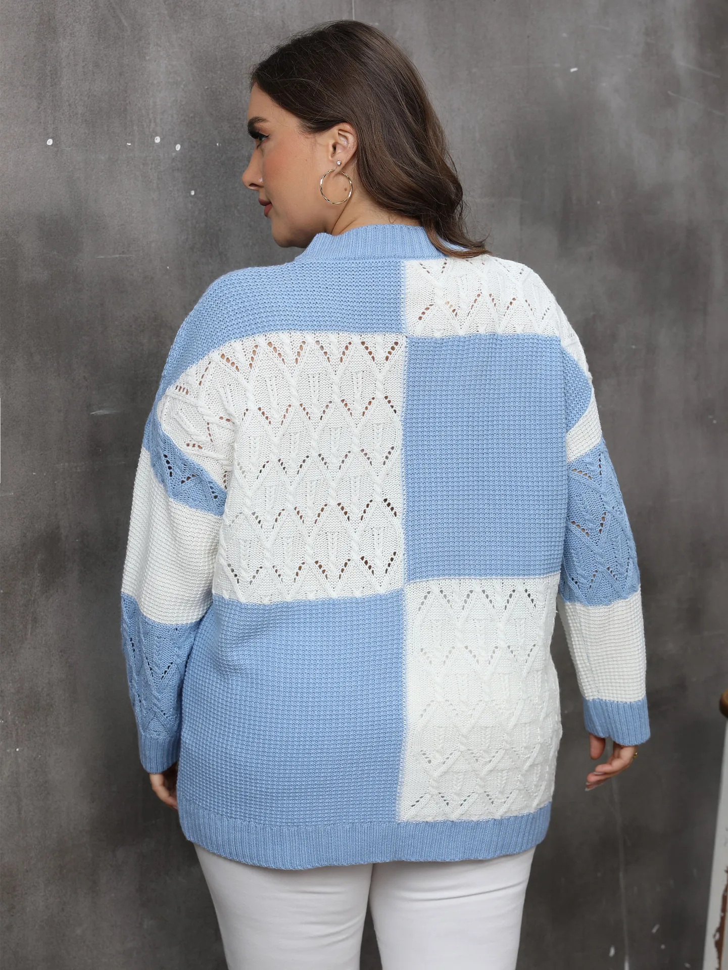 2024 Sexy Patchwork Plus Size Sweater Women Stripe Hollowed Large Pullover Lady Loose Oversize Jumper Big Jerseys Curvy Knitwear