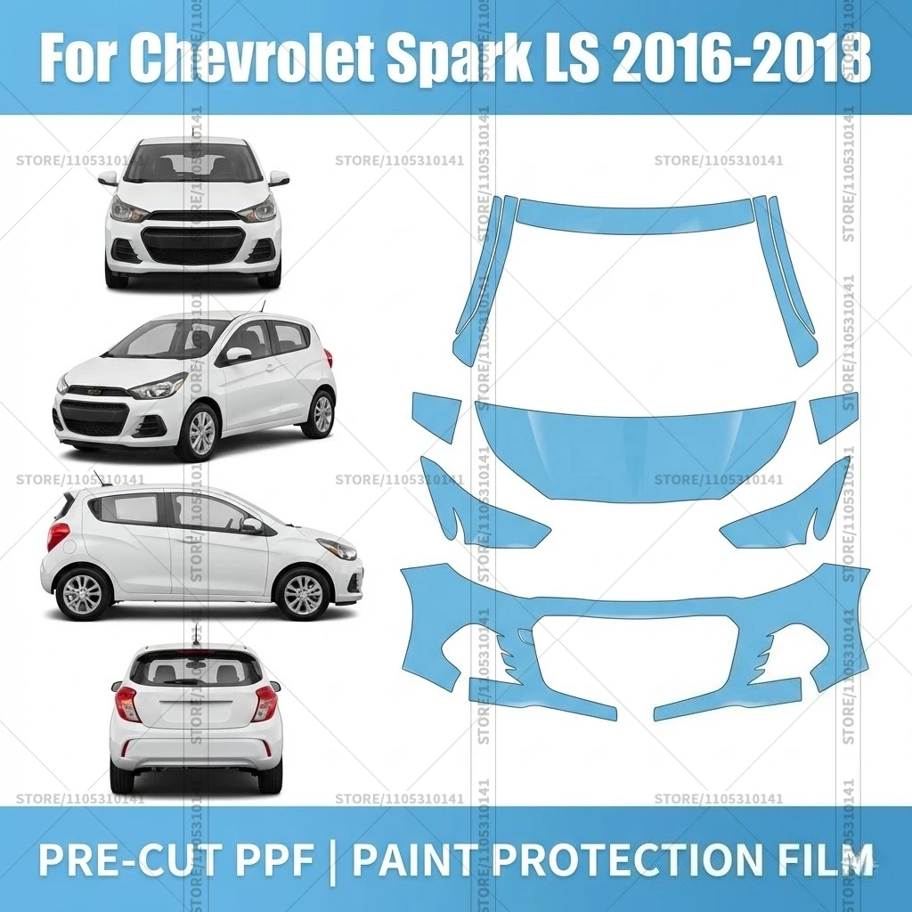 For Chevrolet Spark LS 2016-2018 Pre-Cut Paint Protection Film PPF Transparent Car Film Automotive PPF Front Kit Professional