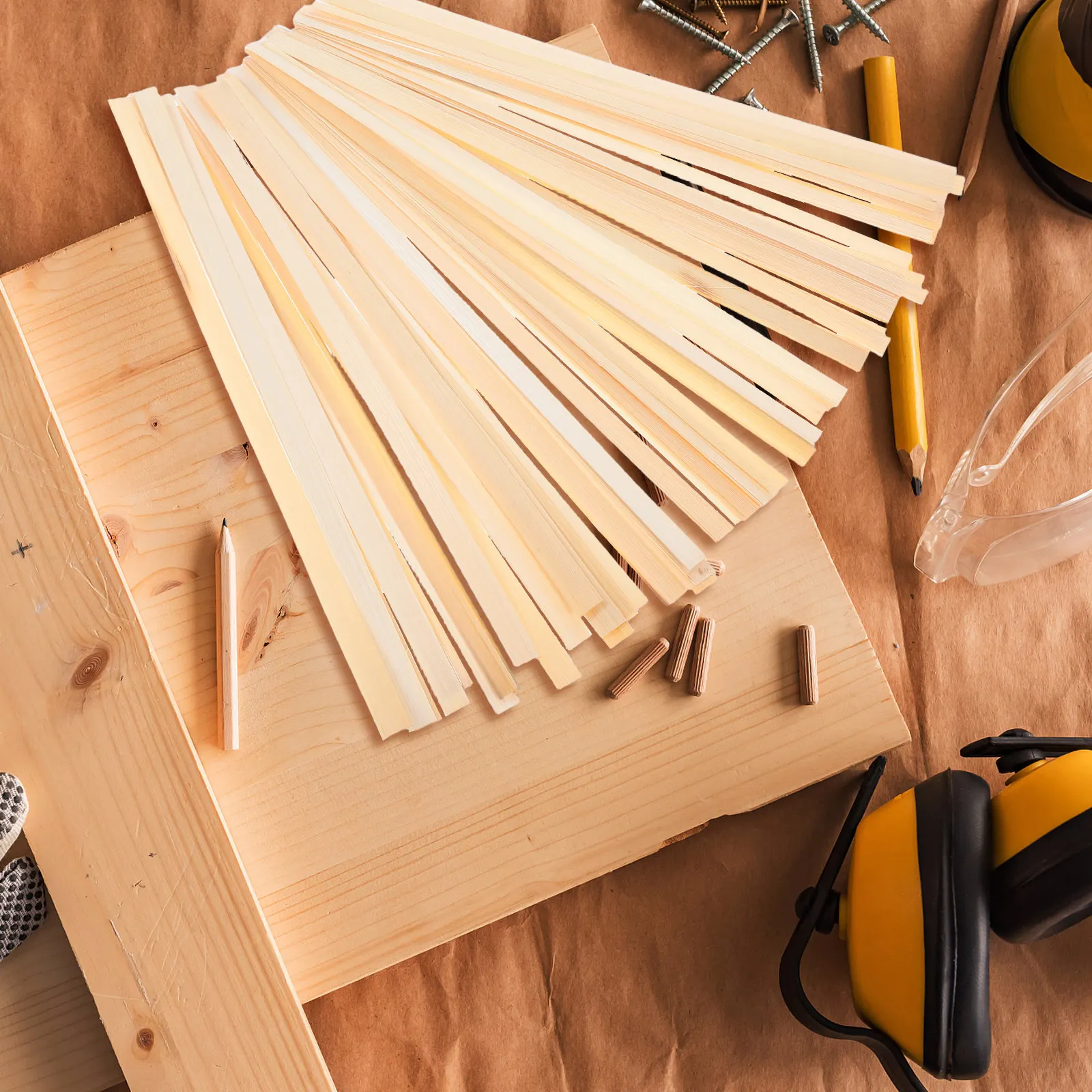 50 PCS Fan Wood Sticks for Crafts Bamboo Weaving Strips DIY Hand Fans Thin Material Beige Basket Supplies Handmade - view 5