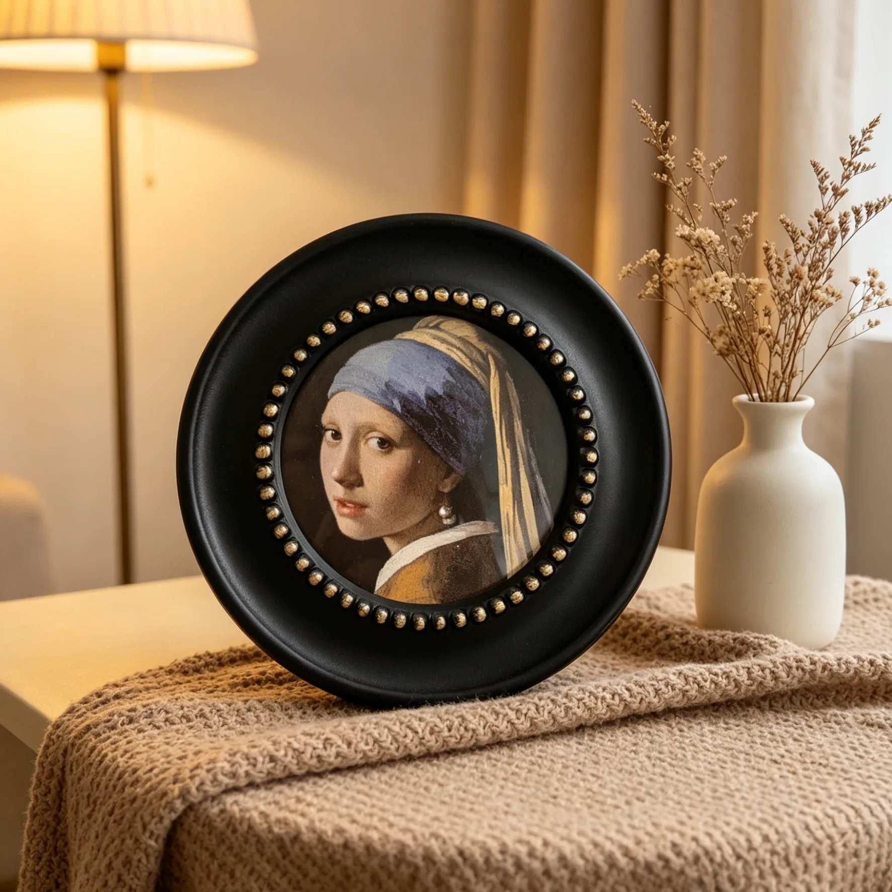 French Mid-century Style Photo Frame Modern Design Wooden Round Frame Wall-mountable Classic Home Decor - view 5