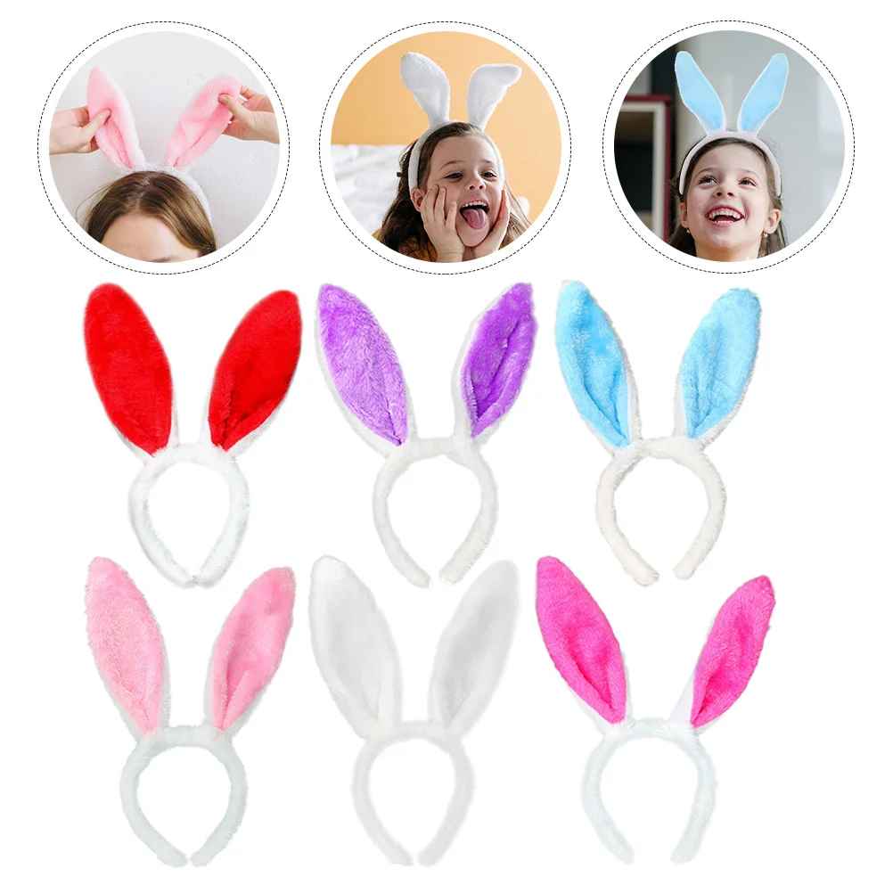 6 Pcs Rabbit Headband Hair Accessories Bunny Headbands Women Headpiece Bulk Party Headdress Plush Baby