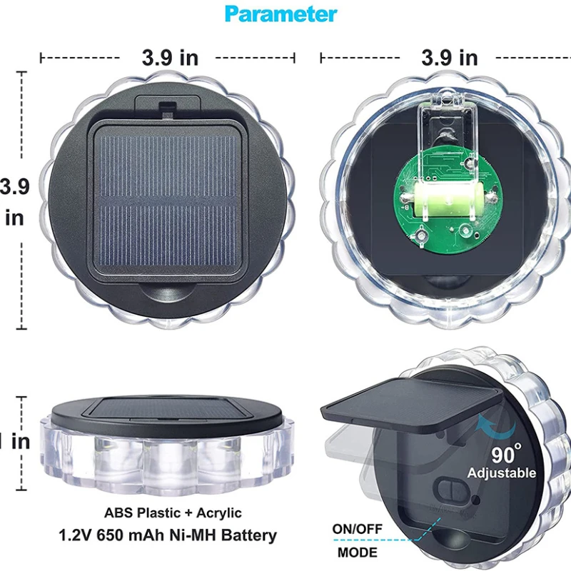 A indução solar do jardim da luz da parede conduziu a luz 3.9inch 1.2v 600mah