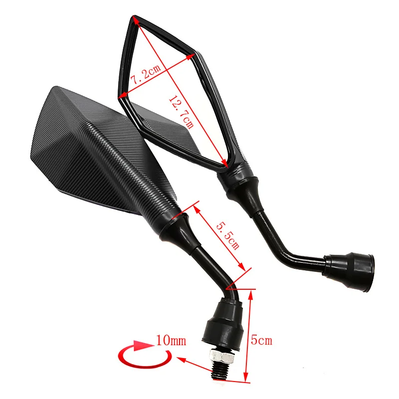 Motorcycle Mirrors Universal 10MM Motorcycle Rearview Mirrors Scooter E-Bike ATV Dirt Bike Rear View Mirrors HD Side Mirror