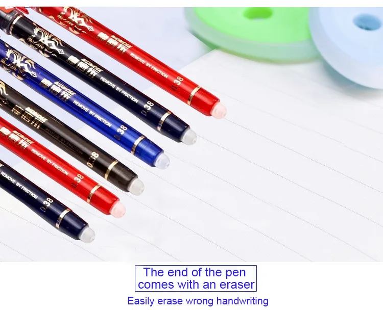 20+2 Pcs/Set Kawaii Erasable Gel Pens writing smooth 0.5mm fastdry Blue/Black/Red Gel Ink Stationery School&Office supplies