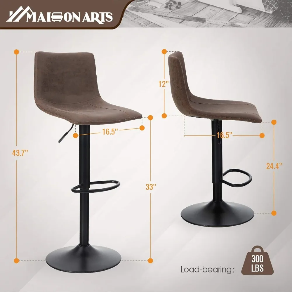 Swivel Bar Stools Set of 2 for Kitchen Counter Adjustable Counter Height Bar Chairs