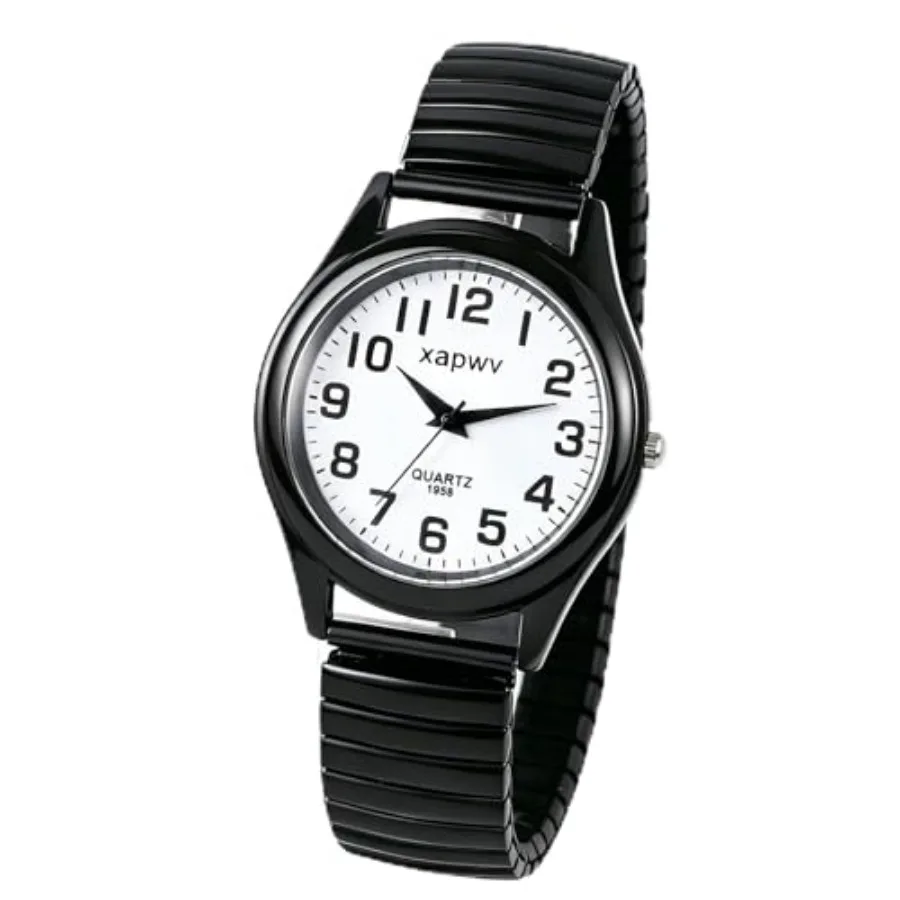

Stretch Band Couple Bangle Wristwatch Big Number Analog Quartz Ultrathin Elastic Strap Watches