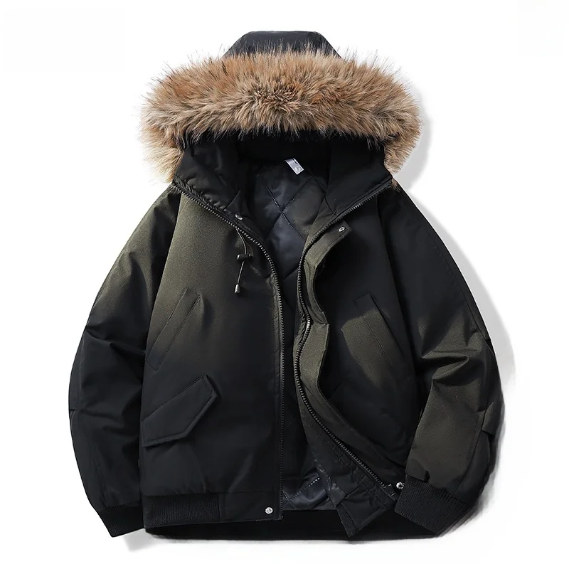 

Утепленная зимняя куртка мужская хлопковая с капюшоном, воротником из меха Woodpecker Owl, повседневная теплая, с длинными рукавами, на молнии, однотонная