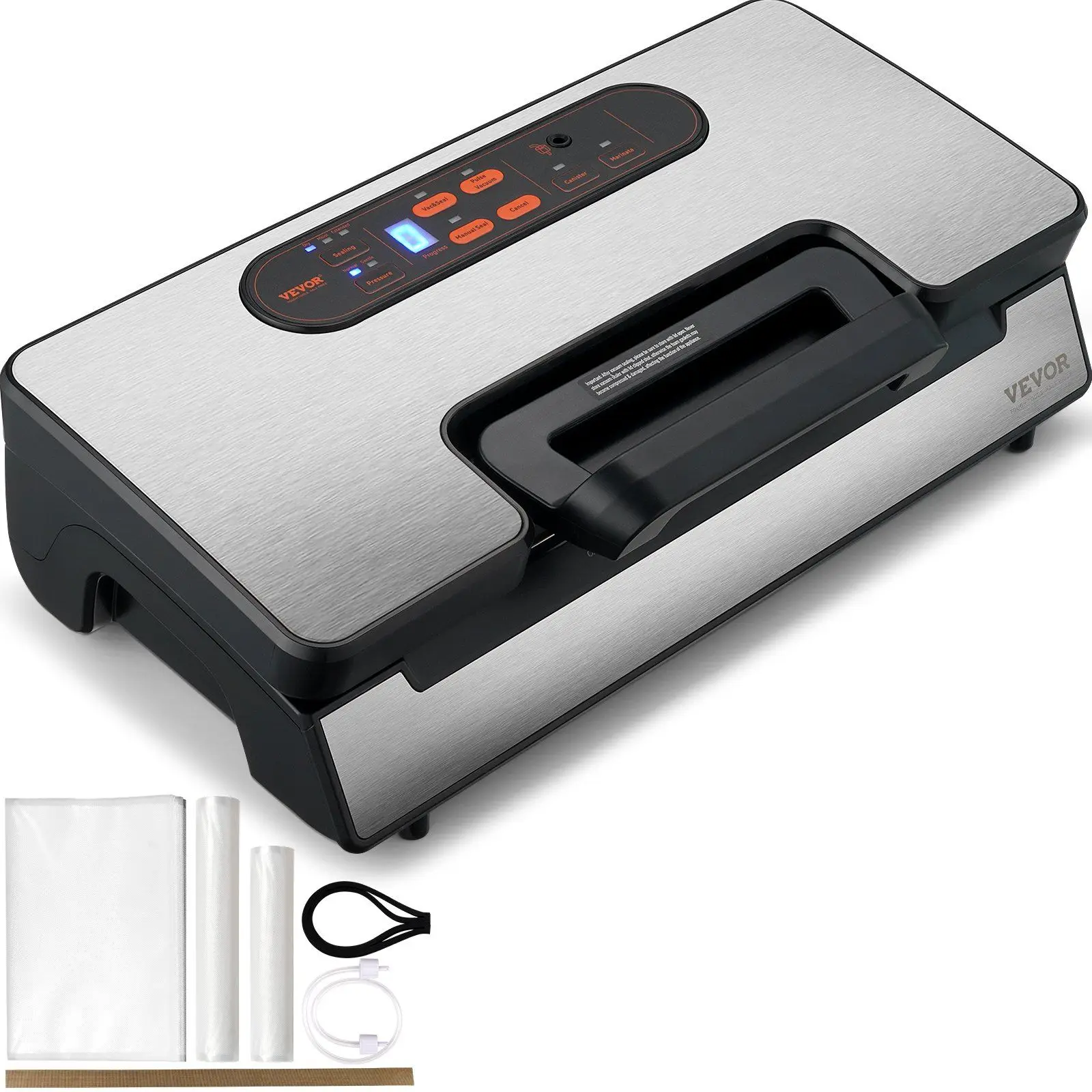 

90Kpa Vacuum Sealer–130W Dual Pump & Dual Seal – Auto/Manual Modes, Built-in Cutter – Includes Bags & Hose (for Dry/Moist Food)