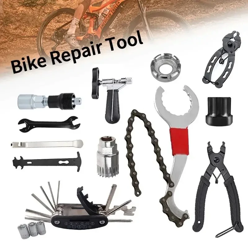 

Bicycle Repair Tool Kits MTB Bottom Bracket Remover Crank Extractor Puller Wrench Flywheel Cassette Removal Chain Breaker Cutter