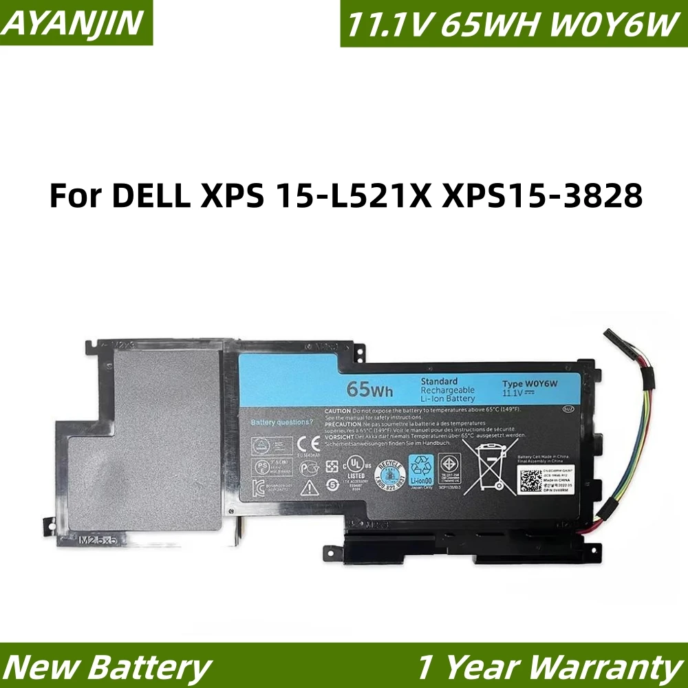 

New W0Y6W 11.1V 65Wh Laptop Battery for Dell XPS 15-L521X XPS15-3828 WOY6W 9F233 3NPC0