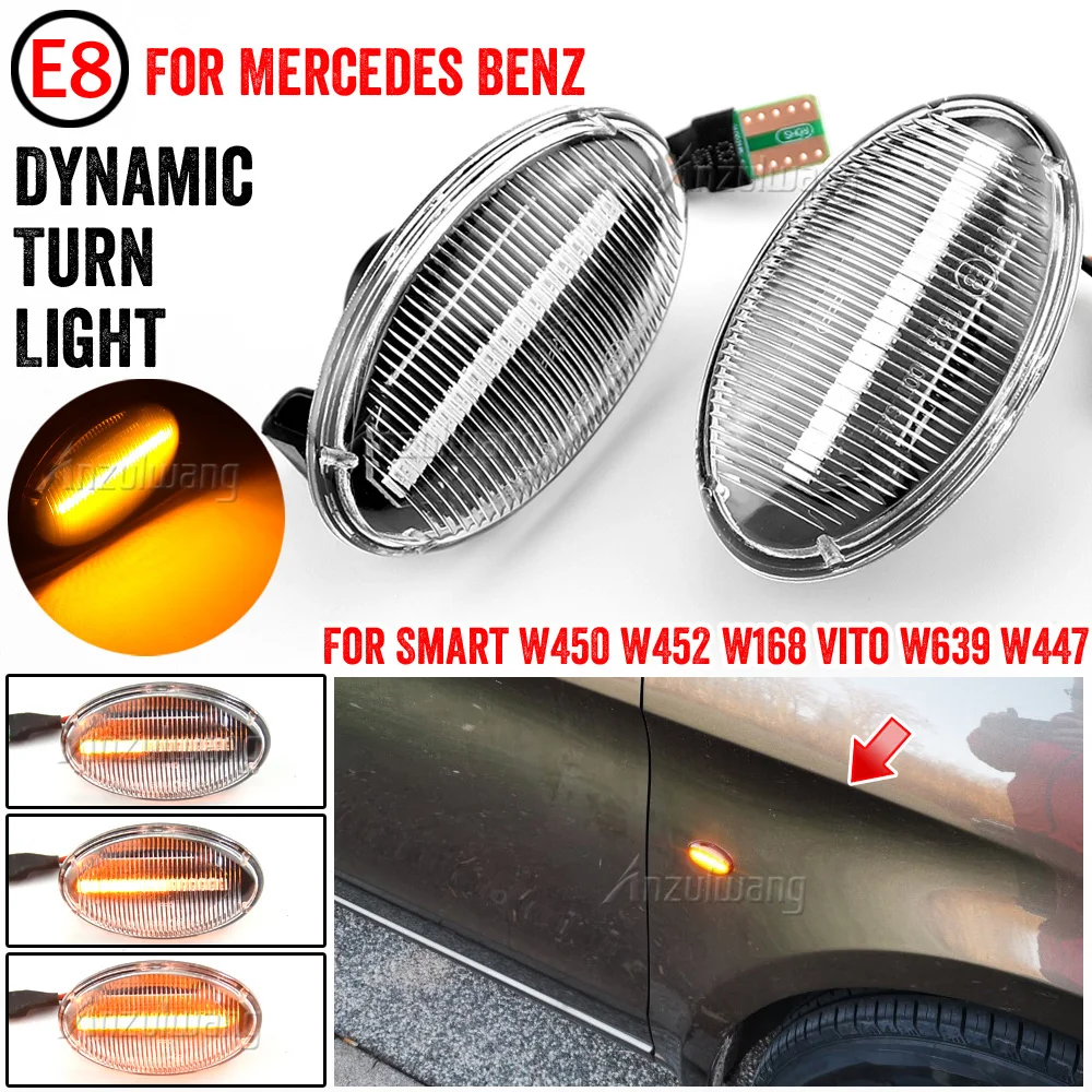 

2pcs For Benz Smart W450 W452 A-Class W168 Vito W639 W447 Citan W415 LED Dynamic Side Marker Light Repeater Indicator Light