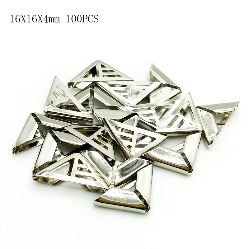 100 Teile/los 16X16X4mm Silber Metall Buch Ecken Für Fotoalben Menüs Ordner DIY Scrapbooking Dekor Eckenschutz QTG095