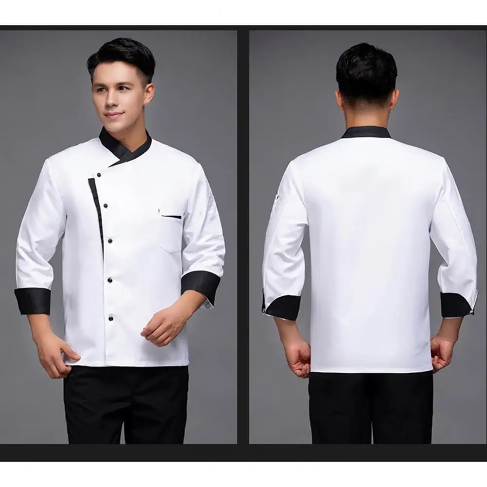 Chef Apparel Stain-resistant Unisex Chef Shirt Stand Collar Short Sleeve Loose Fit Ideal for Kitchen Bakery Restaurant Canteen