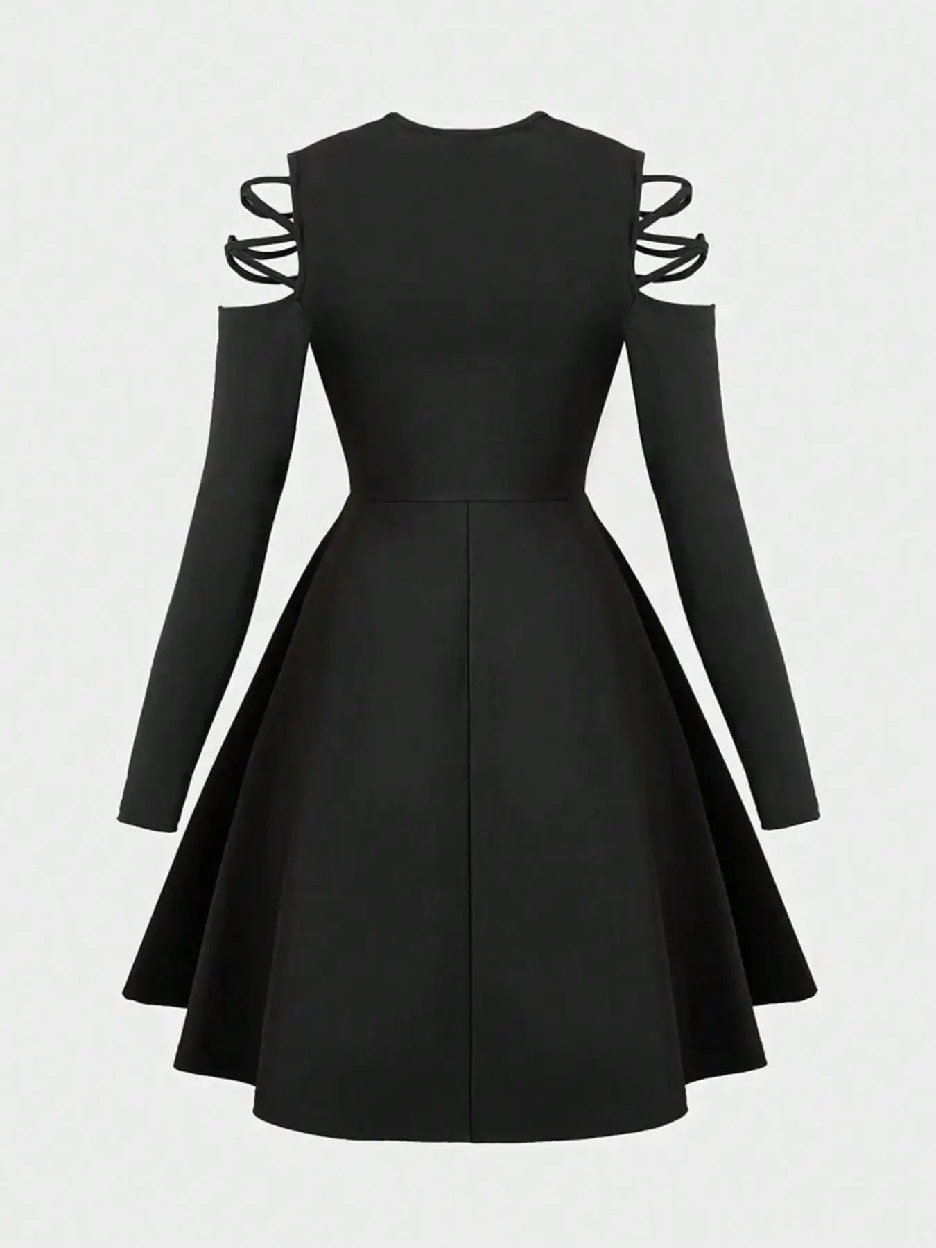 Teenage Off-Shoulder Long Sleeve Dress Waist-Cinch Slimming Design Casual Style Party & Date Wear Tie-Band Dress