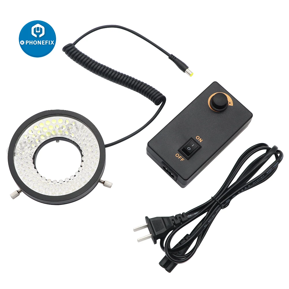 

96 Pcs LED Ring Light Microscope Illumination Lamp Brightness Adjustable For Video Industrial Camera C-mount Lens with Adapter