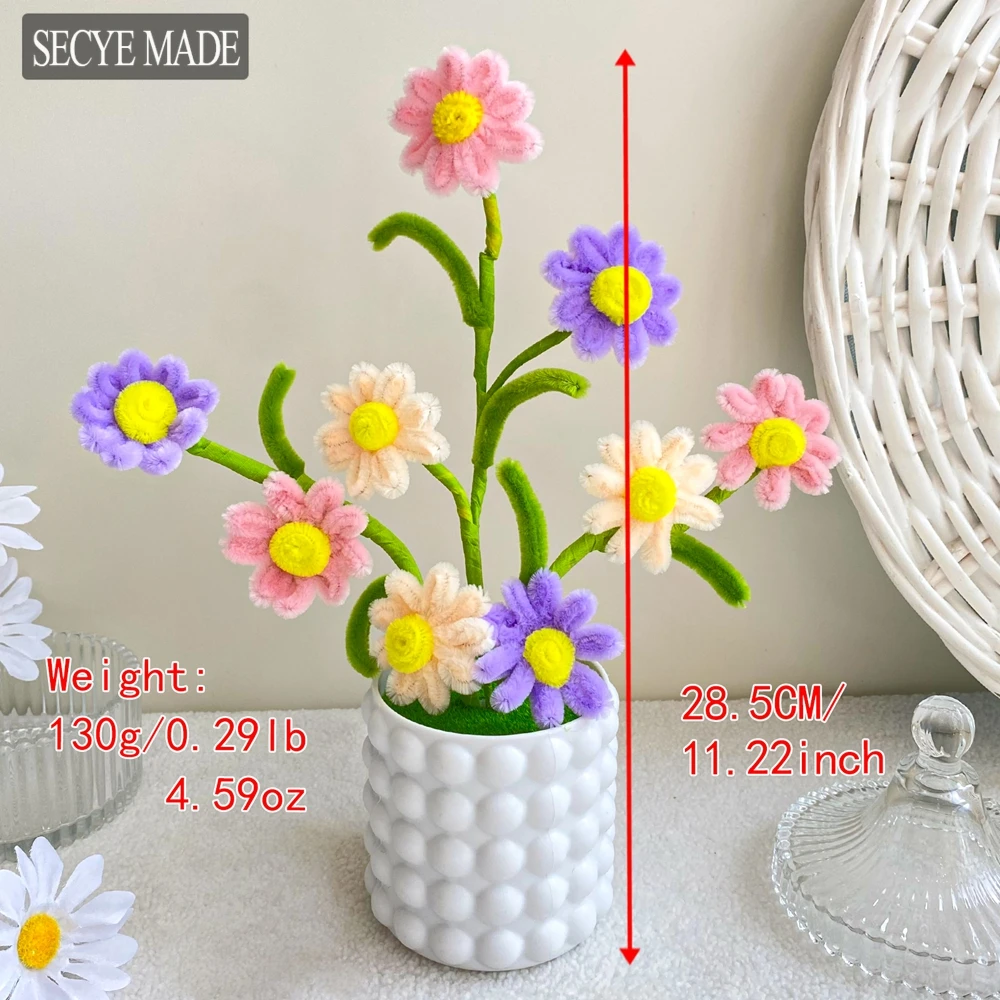 Warm Home Decoration Simulation Colorful Daisies Potted Plant Cute Artificial Flower Bonsai Birthday Creative Handmade Gifts L57
