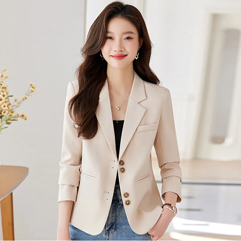 

Новая мода весна женский пиджак с длинным рукавом офисная женская деловая рабочая одежда короткий костюм куртка пальто женская верхняя одежда повседневные топы