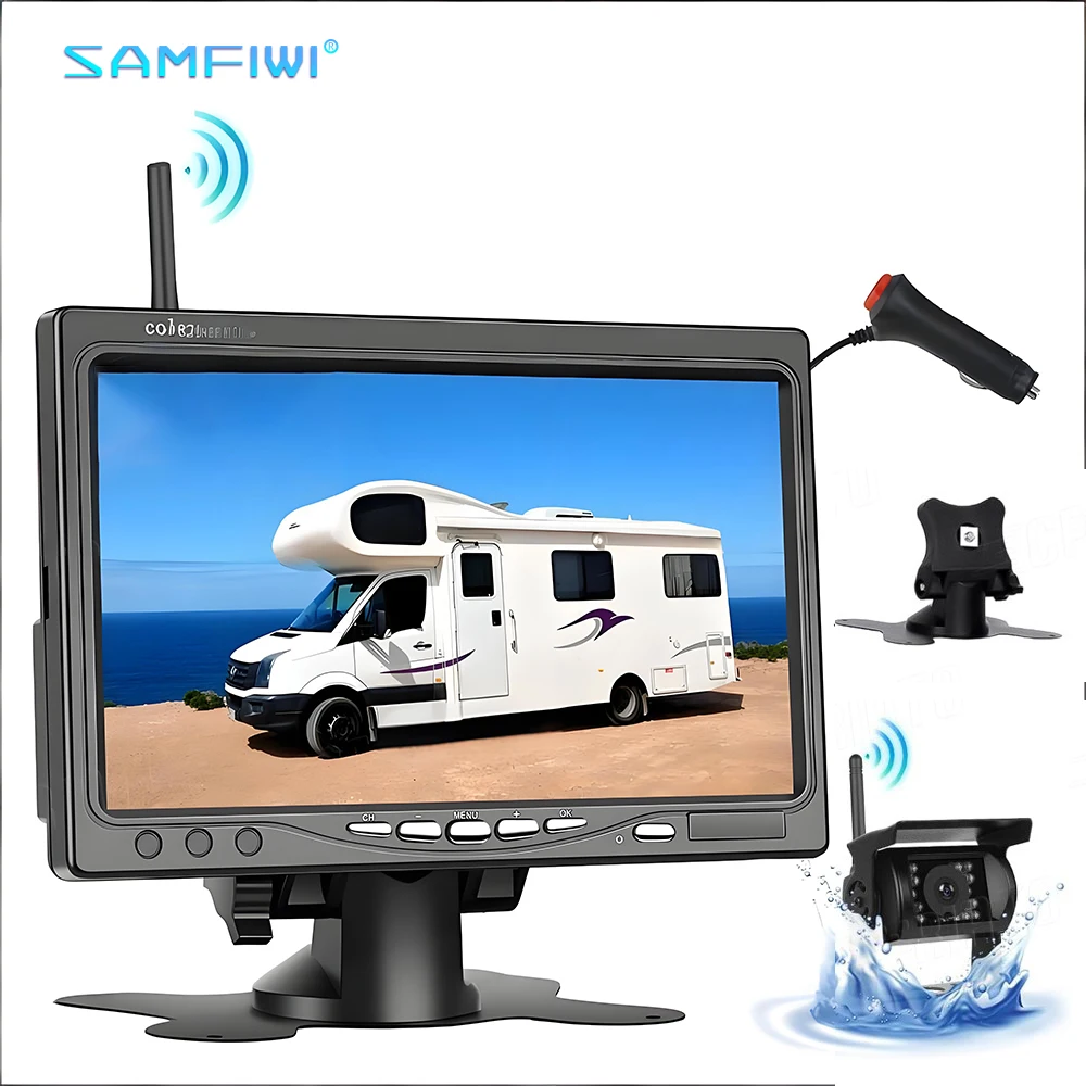 

AHD Wifi Cameras Wireless Reversing Camera Kit 7 Inch LCD Screen Monitor Dual IR Night Vision Backup Camera for Truck RV Camper