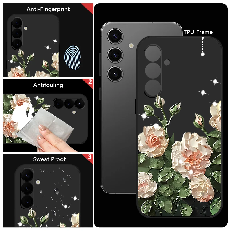 Oil Painting Flower Phone Case For Samsung Galaxy A56 A17 A16 A36 A55 A54 A15 5G S25 S24 S22 S23 Ultra S23 Plus S24 FE TPU Cover