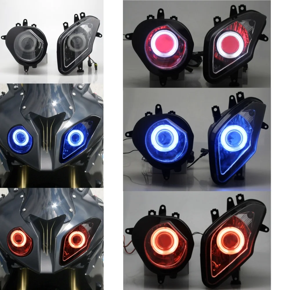 

Motorcycle Front Headlight LED Custom Angel Devil Eyes Headlamp Projector Headlight Assembly For BMW S1000RR 2009-2014 faro moto