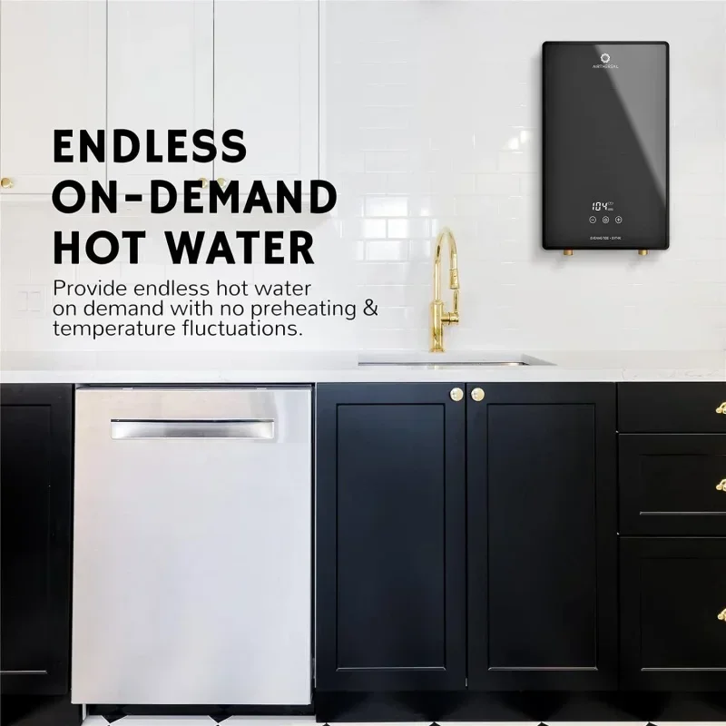 QWAirthereal Electric Tankless Water Heater,9kW,240Volts - Endless On-Demand Hot Water - Self Modulates to Save Energy Use - for