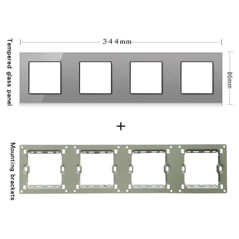 Настенный модуль Novski DIY, европейский стандарт, серая хрустальная стеклянная панель, переключатель, кнопка, функция модуля, комбинация