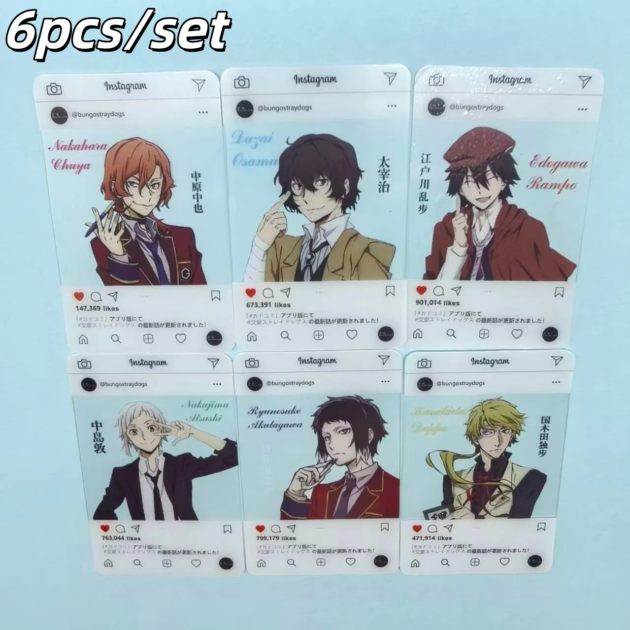 Bungo Stray Dogs Transparent PVC Small Card Anime Character Dazai Chuya Kunikida Photocard Bookmark Decor Props Gift for Fans