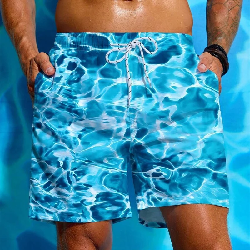 Men's 3D Print Beach Shorts Flamingo Stripe Plaid Summer Casual Streetwear Board Shorts Funny Swim Trunks